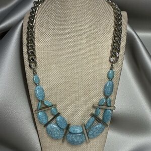 Charming Charlie Blue and Silver Geometric Necklace